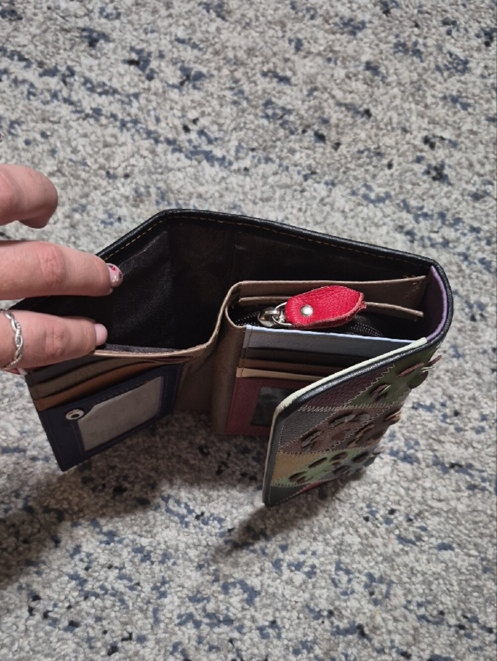 Multi-Color Patchwork Pleather Wallet Clutch - Picture 4 of 10